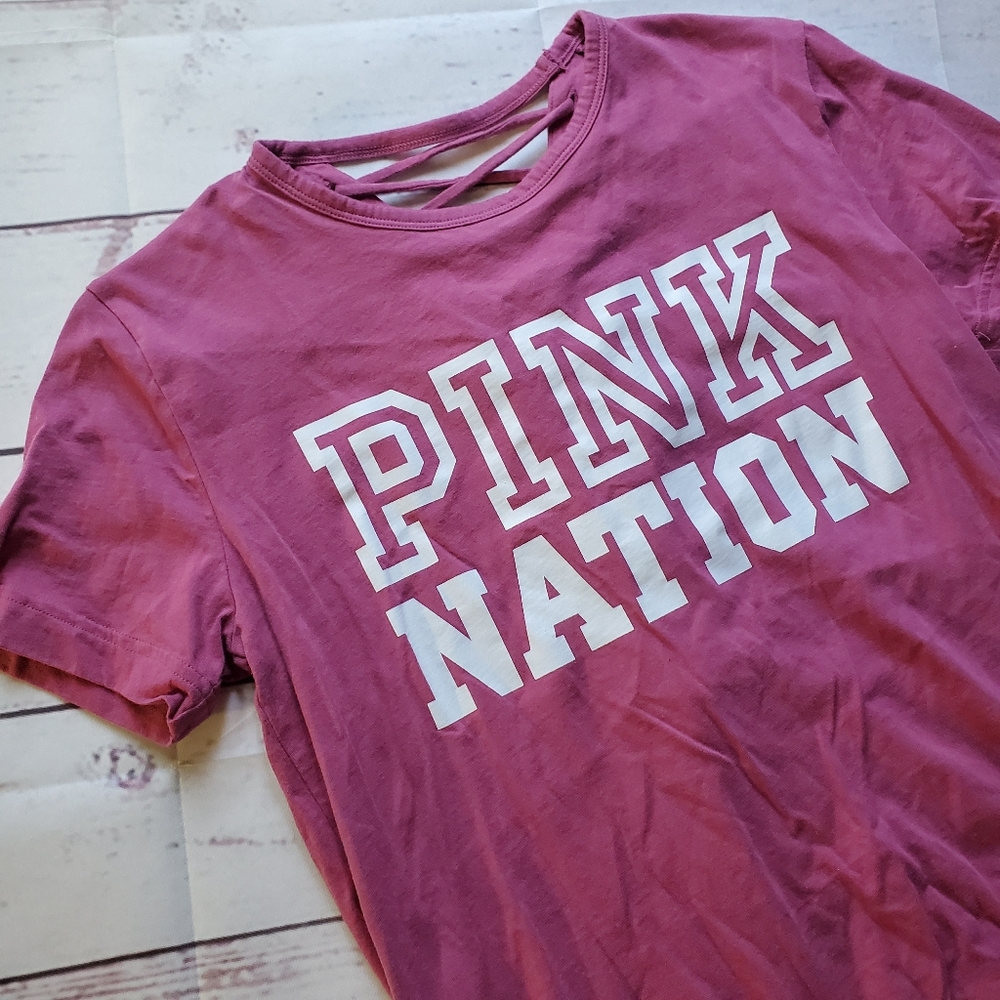 SOLD VS Pink Nation lace up back tee